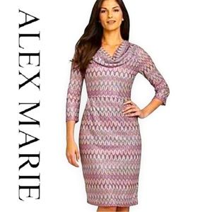 Alex Marie Draped Neck Mulberry Chevron Dress